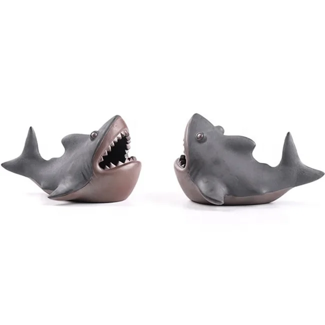 Custom logo Marine Style Ashtray Gift Unique fierce 3D Shark Ceramic Cigar ashtray