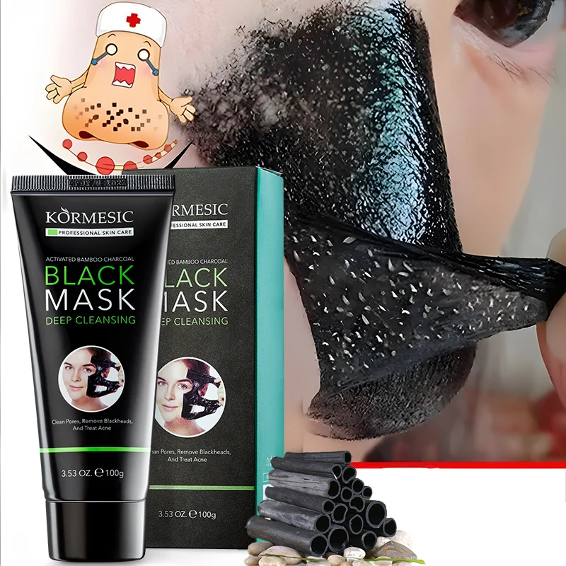 KORMESIC OEM ODM Anti Acne Exfoliating Removing Blackhead & Pimples Activated Bamboo Charcoal Black Mask