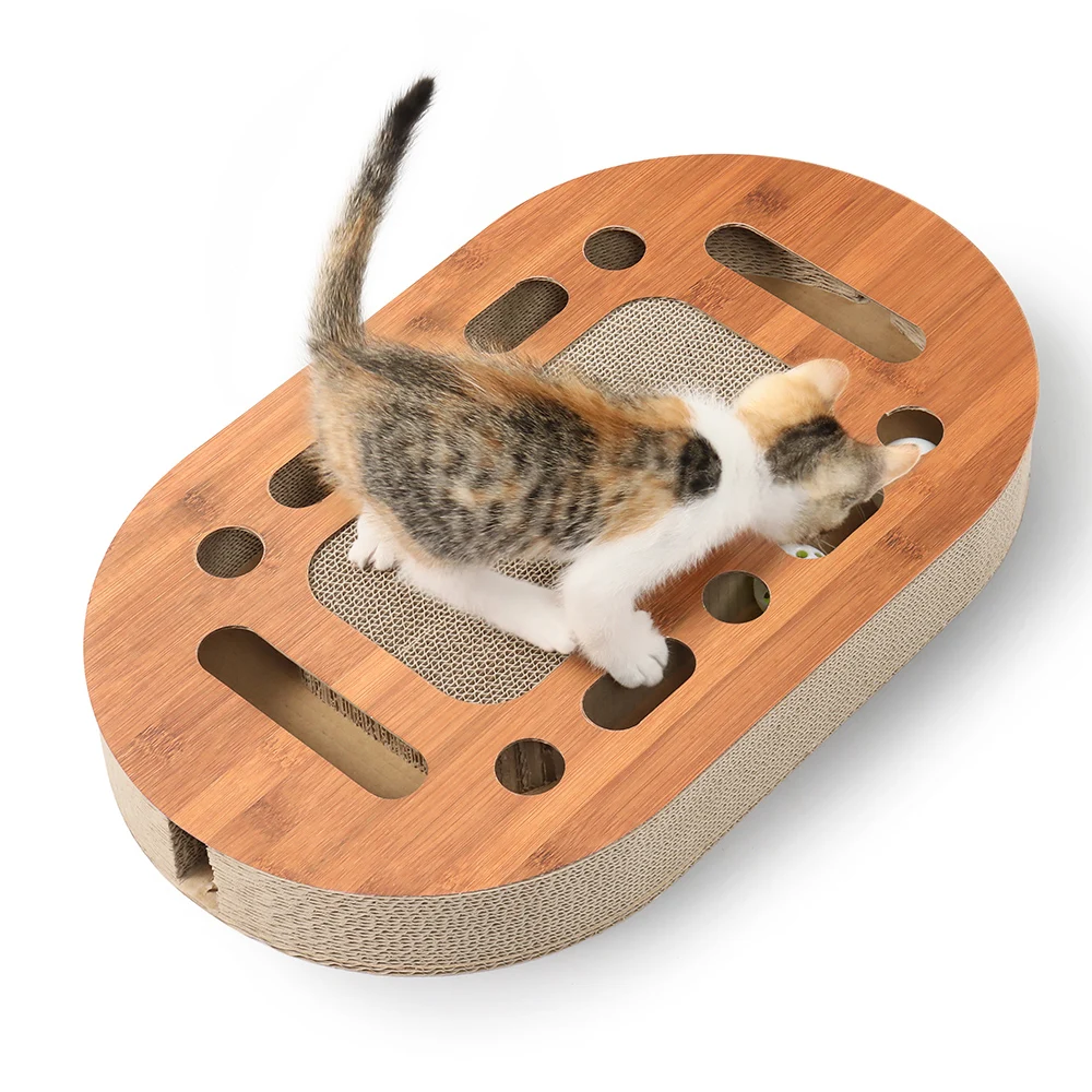 Hot Selling Interactive Oval Cat Scratching Board Environmentally Friendly Cardboard for Cat Climbing and Resting Claws