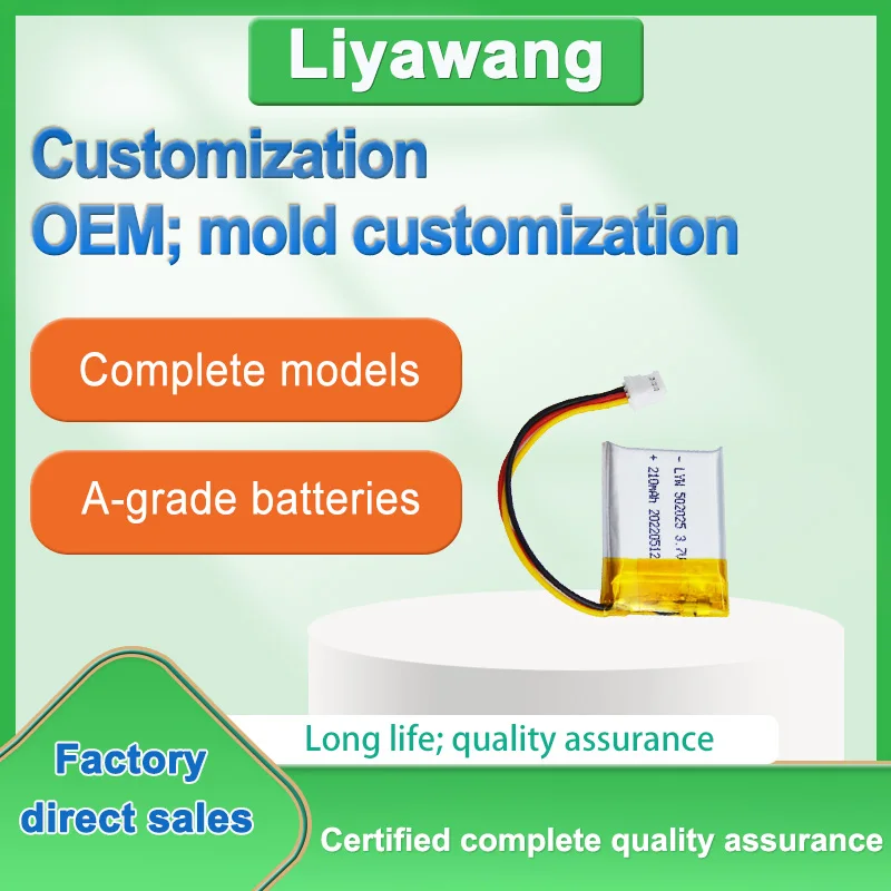 Custom Ultra Small Tiny Polymer Lithium ion Battery 502025 3.7V 210mAh lipo Lithium Rechargeable batter for consumer electronics