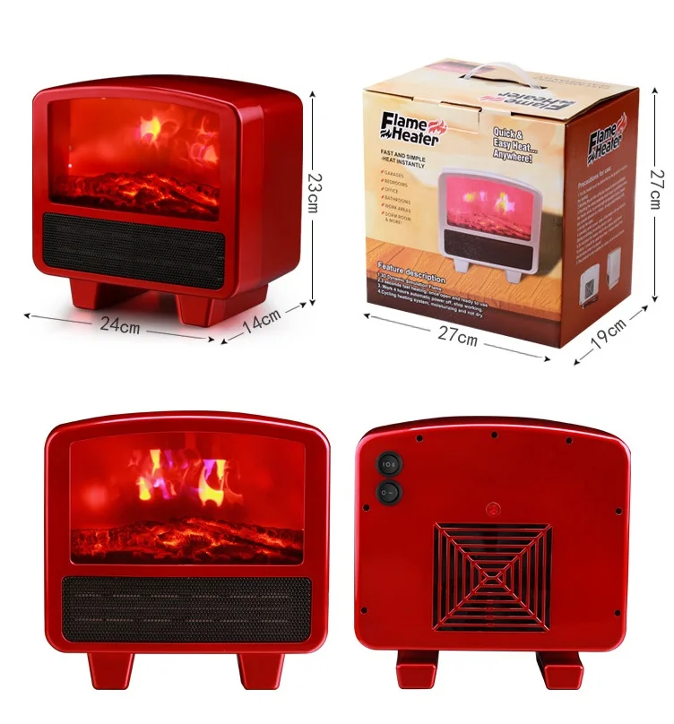 2019 Hot sale Mini Electric cross flow fan heater with Simulation fire Flame
