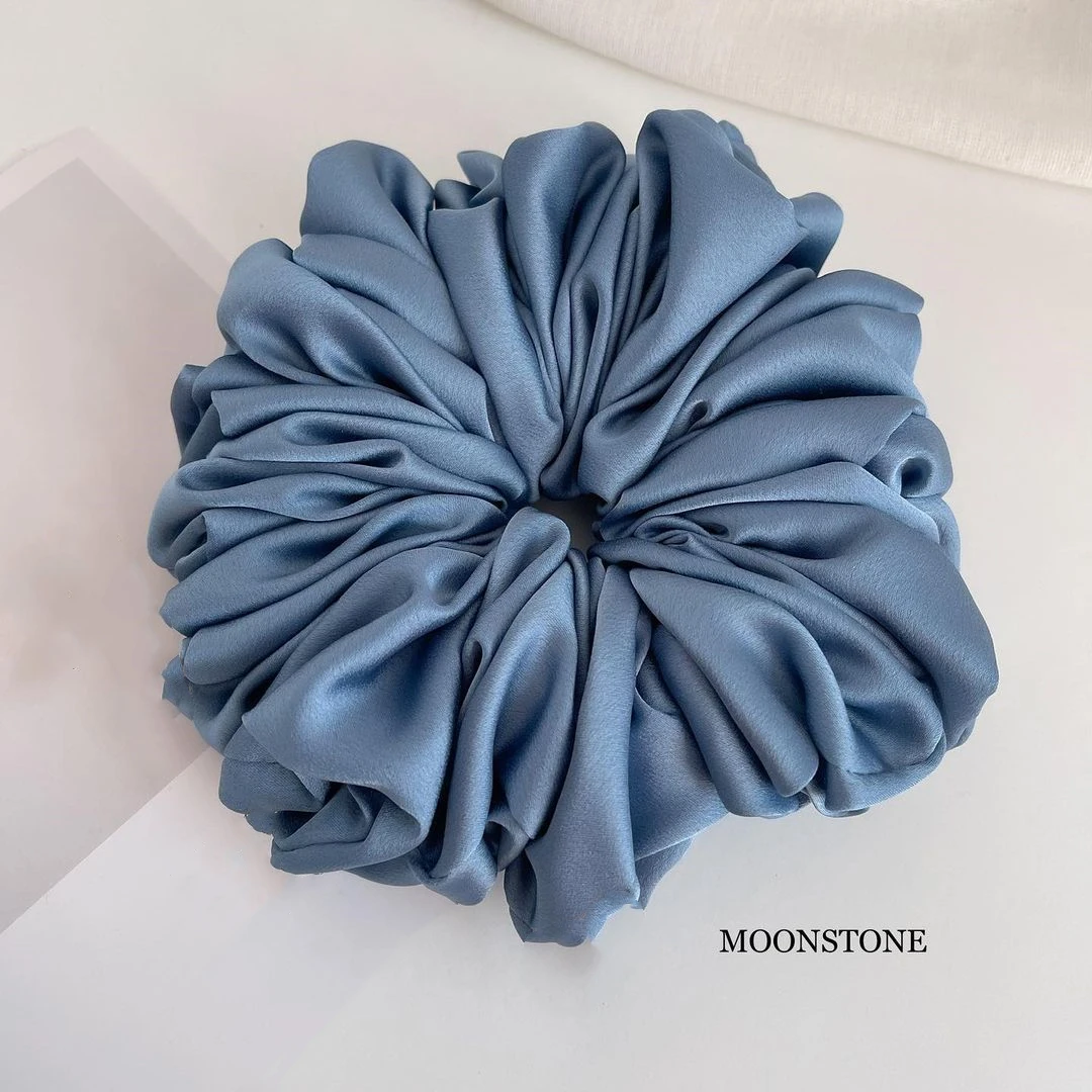 big size satin crepe muslim scrunchie  scrunchies  hair scrunchies sik Hair Solid Color Simple Style hijab accessory