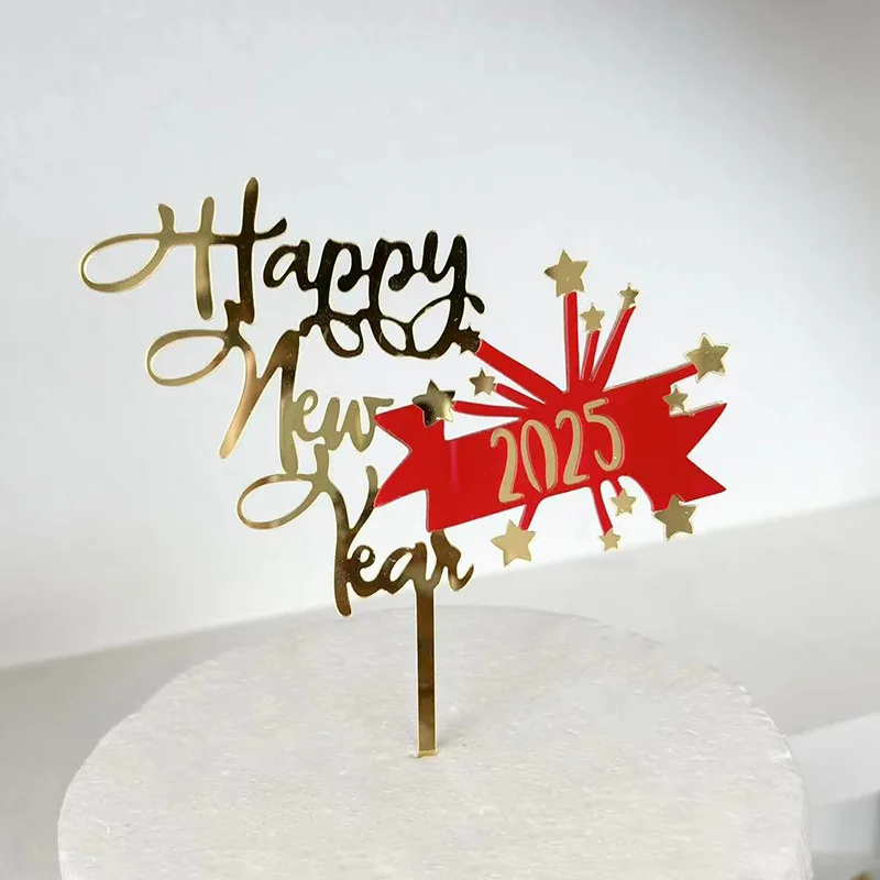 2025 New Arrival Happy New Year Cake Topper Birthday Christmas Graduation Halloween Easter Party Decorative Supplies