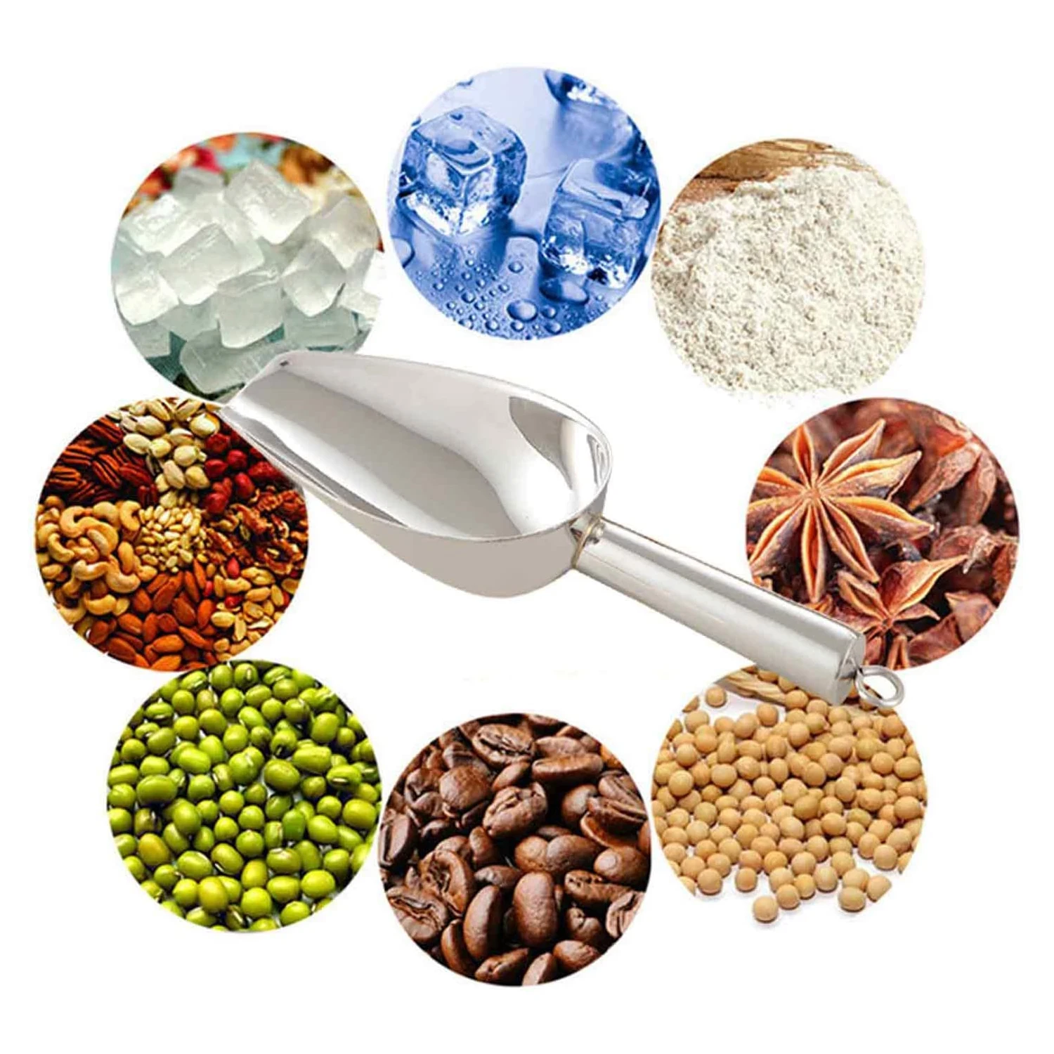 High Quality Bulk Metal Ice Cube Shovel Mirror Polished Stainless Steel Ice Scoop