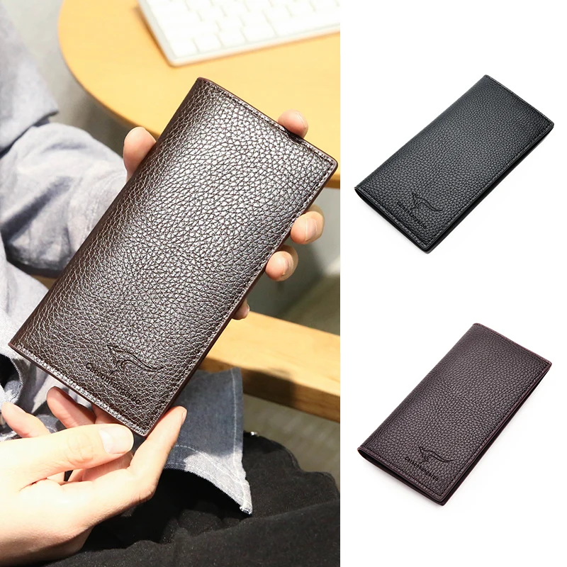Slim Minimalist Long Soft Embossed Waterproof Portable PU Leather Blocking Card Holder Purse Men Wallet
