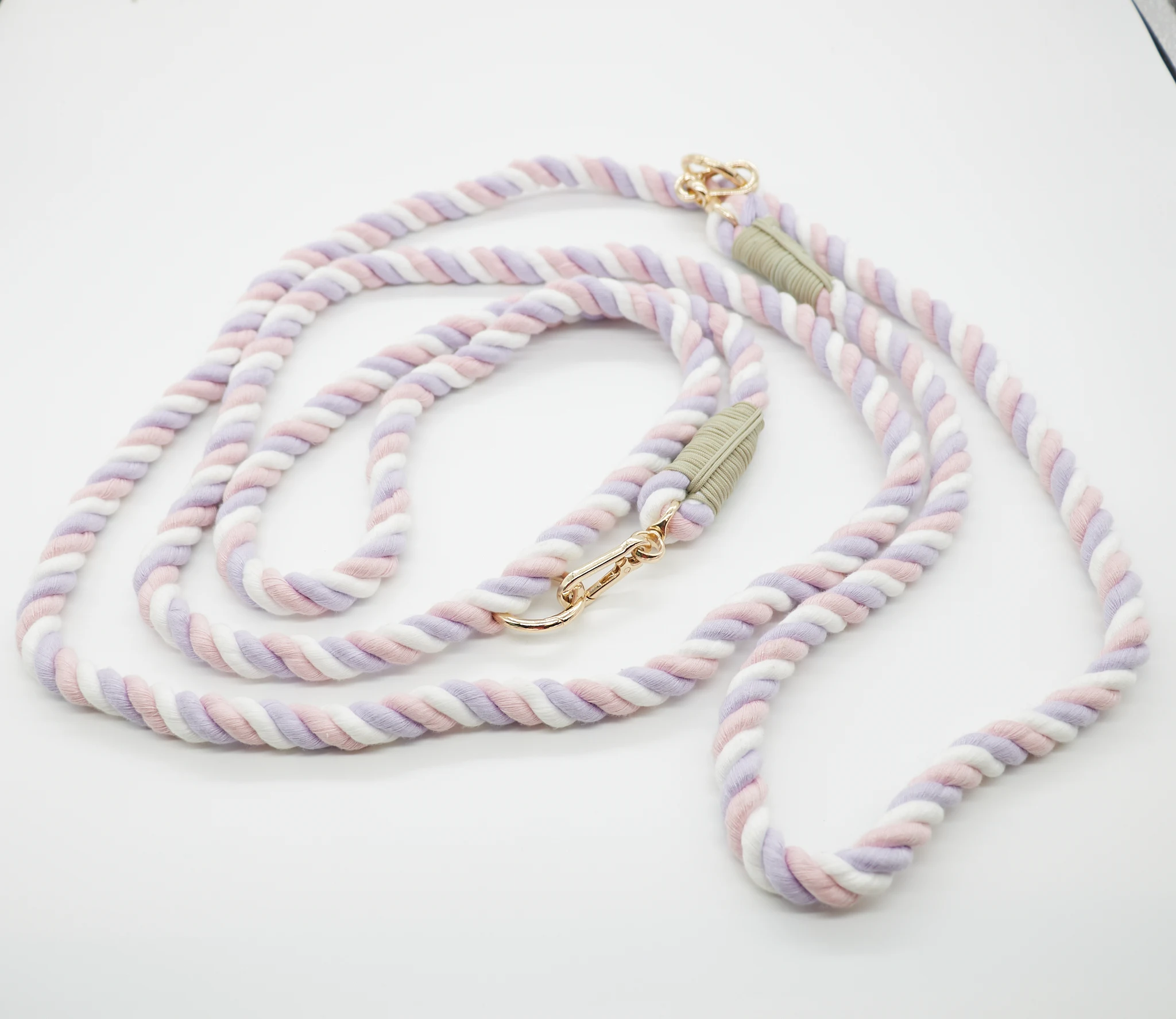 Cotton Braided Rope Pet Leash Dog and Cat Leash Collar with Colorful Cotton Rope and Heavy Duty Clasp Carabiner