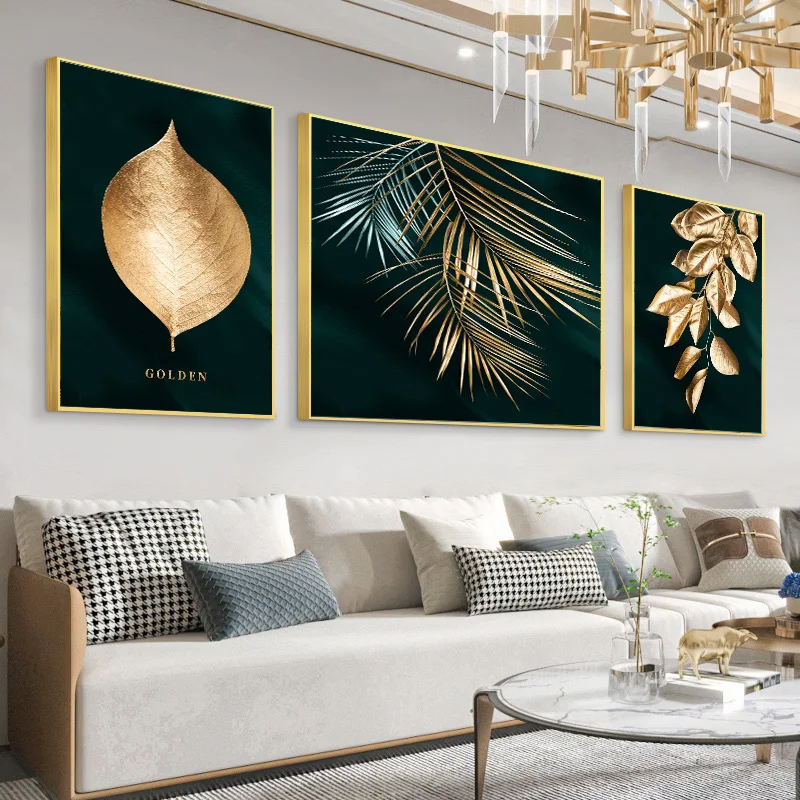 Light luxury fashion 3 pairs of painting crystal porcelain living room home office decoration printing wall art