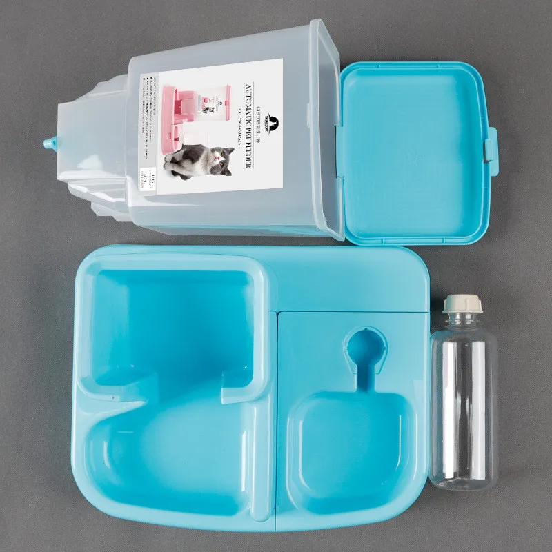 Amazon hot selling  automatic pet feeder set plastic water dispenser dog cat bowl pet feeder