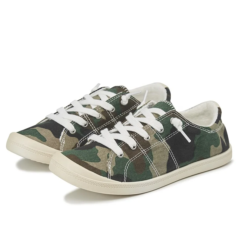 Hot style personalized Women Casual Camouflage Flat Canvas Shoes Sneakers