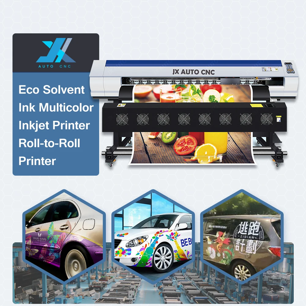 JX AUTO CNC new design 1.85m large format eco solvent printer 4 head eco solvent industrial printer printing advertising