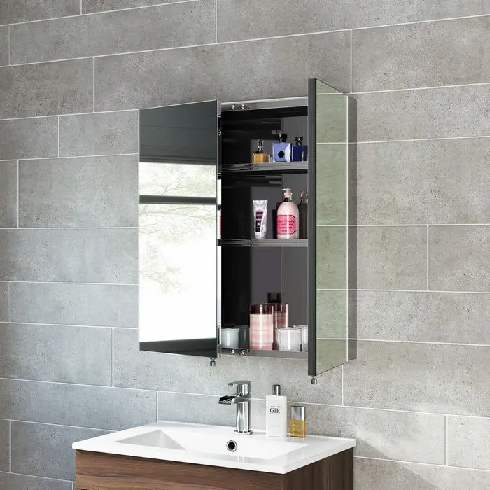 Stainless Steel Bathroom Makeup Medicine Storage Cabinet With Mirror