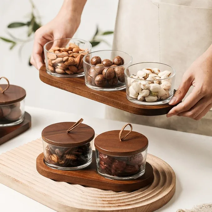 Fruit tray home snack placement living room compartment dried fruit tray tea room glass bowl snack tray