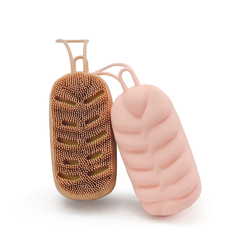 Custom Soft Dry Skin Massage Back Lash Bamboo Cleaning Hair Shower Washing Scrubber Kid Baby Silicone Bath Body Brush
