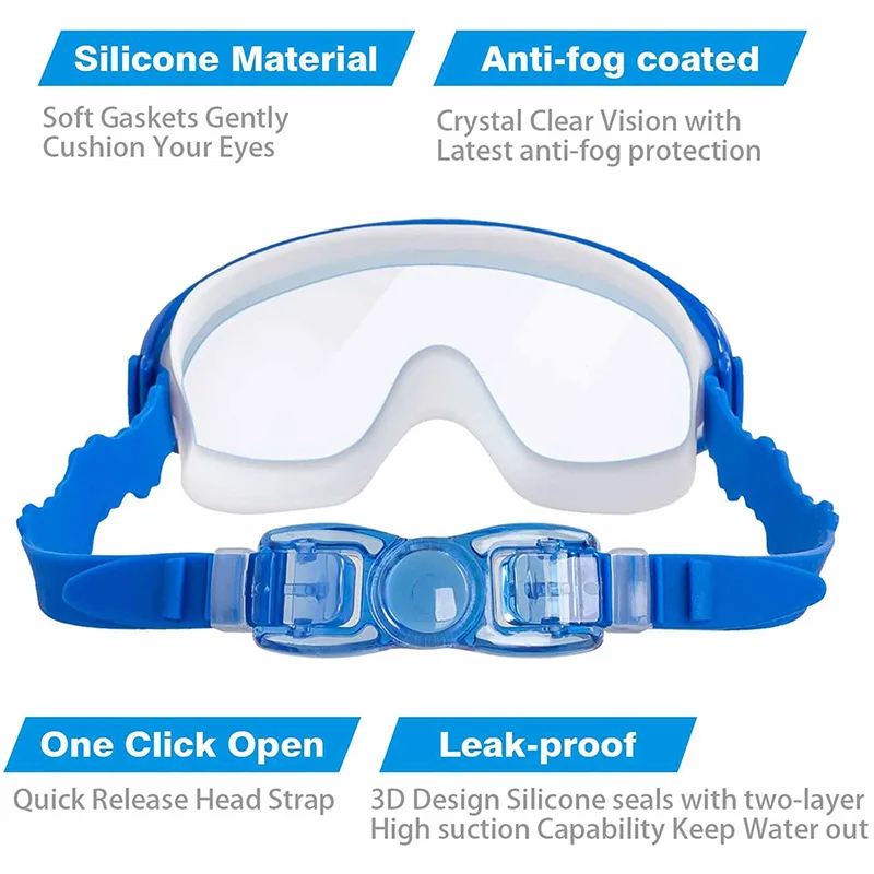 
Amazon Anti Fog Kids Swim Goggles, Wide Vision Swimming Goggles for Children from 4 to 15 Years Old, Swim Glasses 