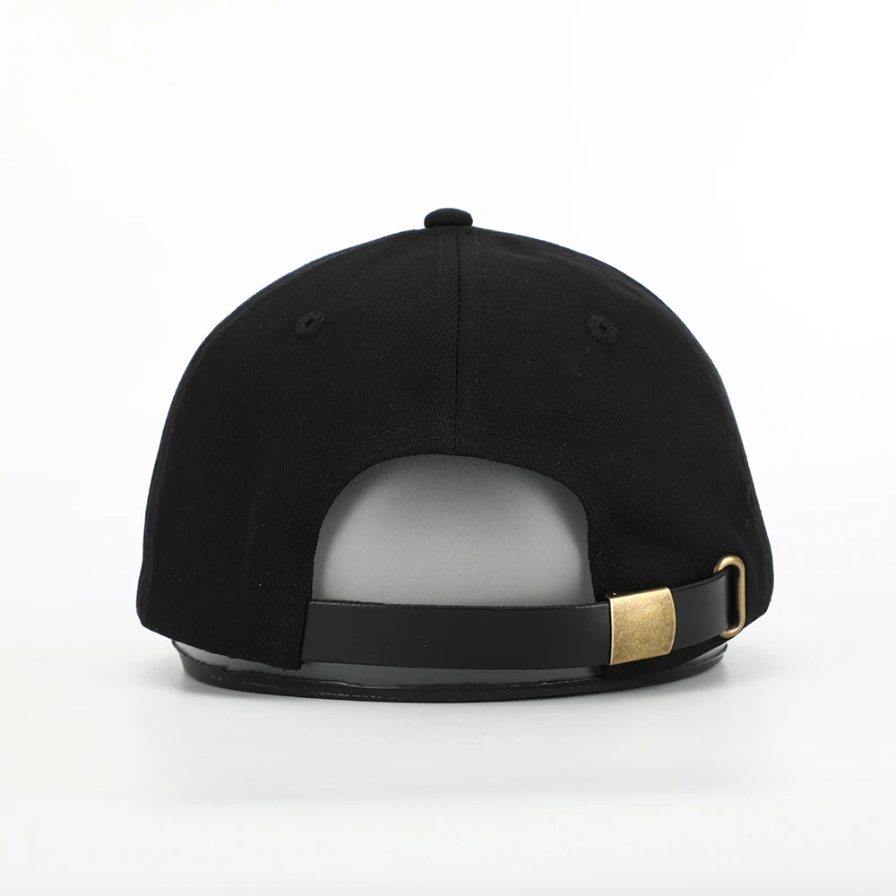 Wholesale Custom High Quality 6 Panel Plain Black Cotton Embroidery Logo Baseball Cap,Curved Sandwich Brim Structured Dad Hat