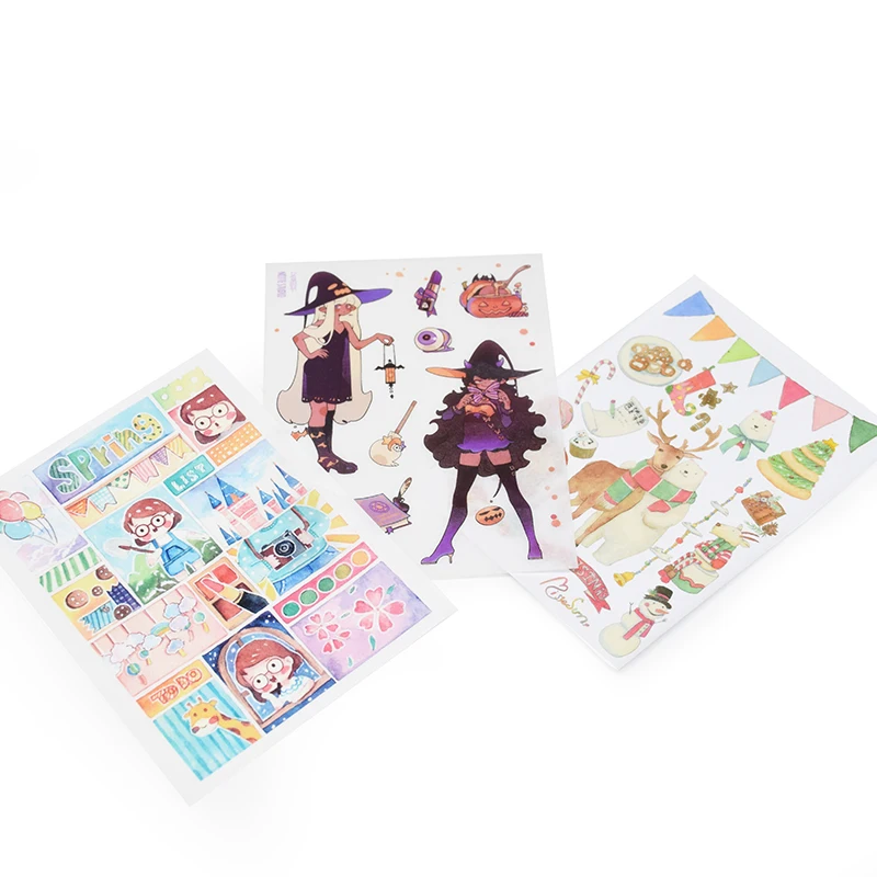 A4 size Custom make CMYK printing DIY pattern washi tape and sticker for decoration