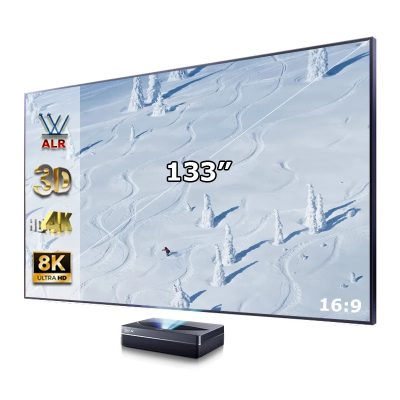 Yovanxer 133 Inch T Prism Fixed Frame UST ALR CLR Ambient Light Rejecting Projection Screen for WEMEX 4K Laser Projector