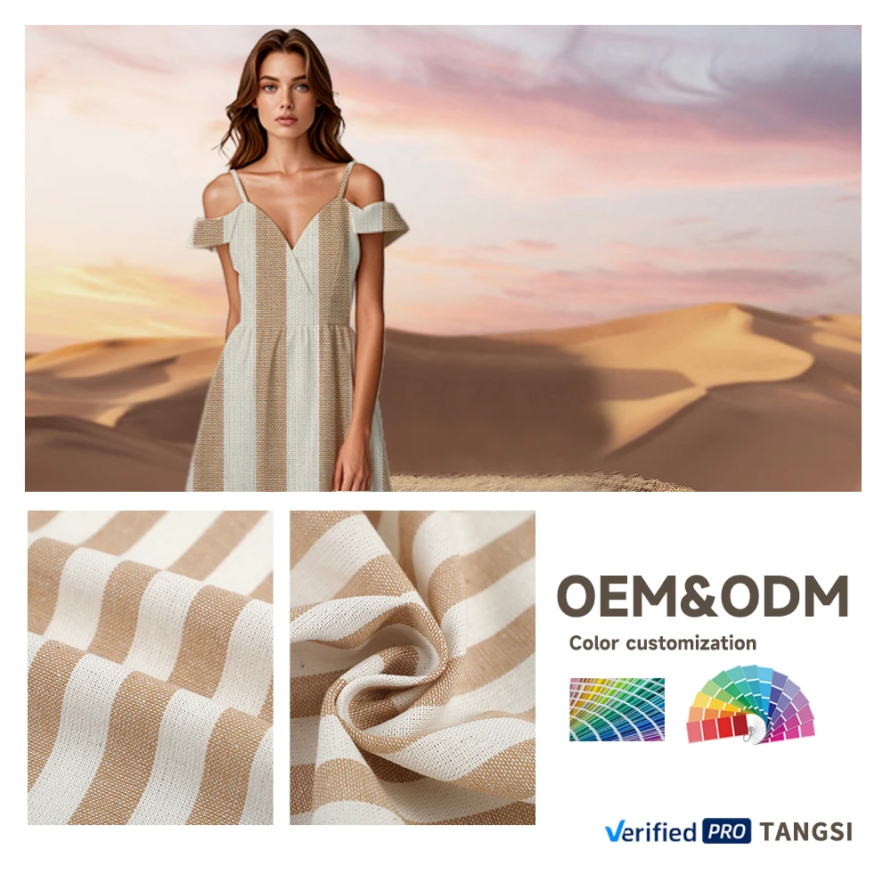 Worldwide High Technology Top Yarn Dyed Soft 20% Linen 30% Viscose 50% Polyester Fabric for Stretch Garments