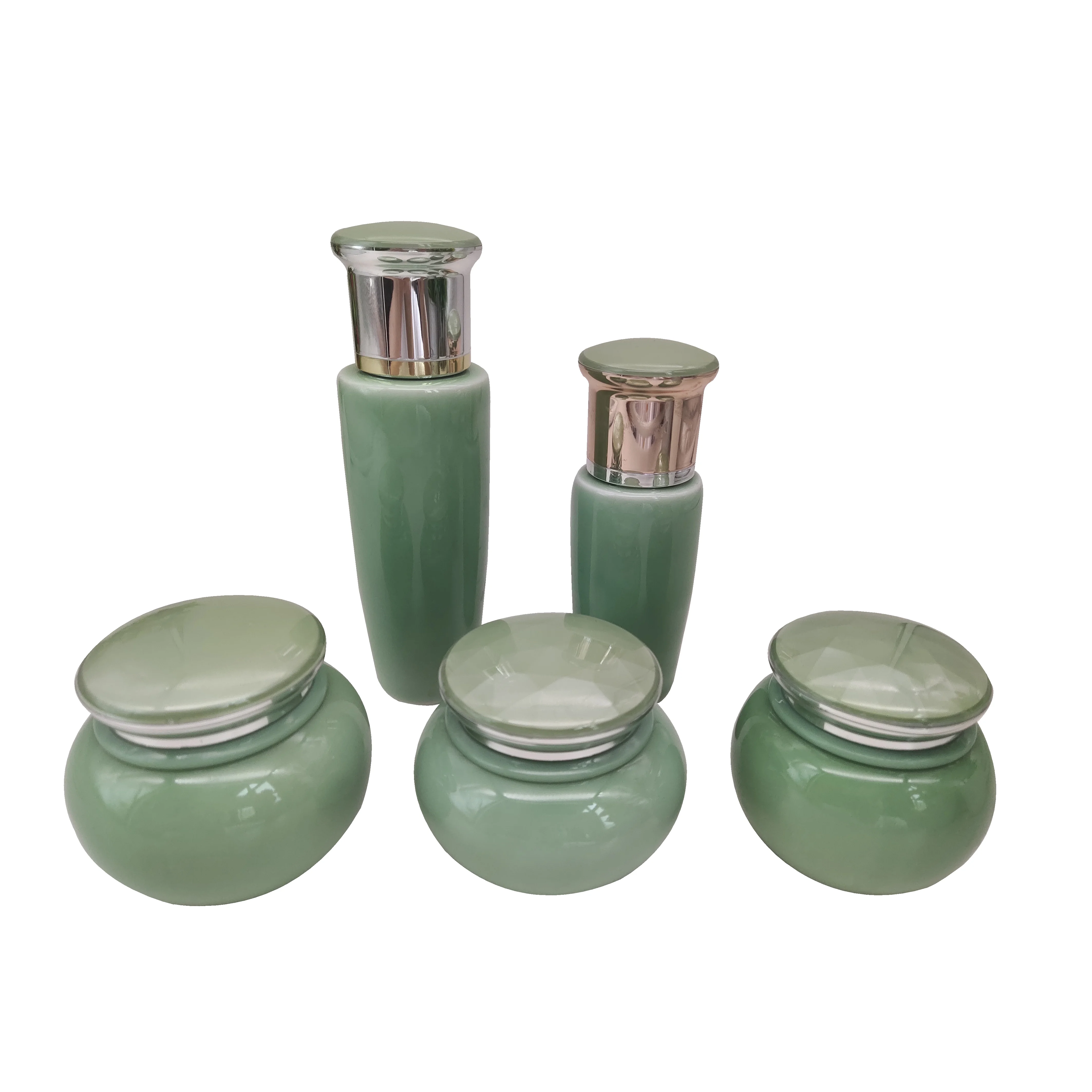 Factory sell Skin care luxury ceramics bottle set cream lotion empty ceramic bottles