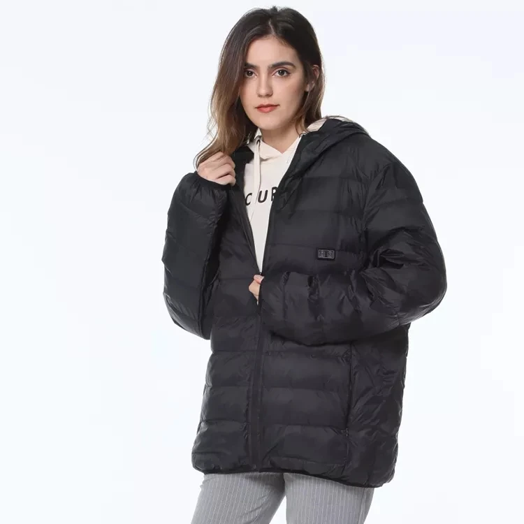 Electric Jacket Full Zip Men Women Winter Rechargeable Battery Powered Goose Puffer Heated Jacket
