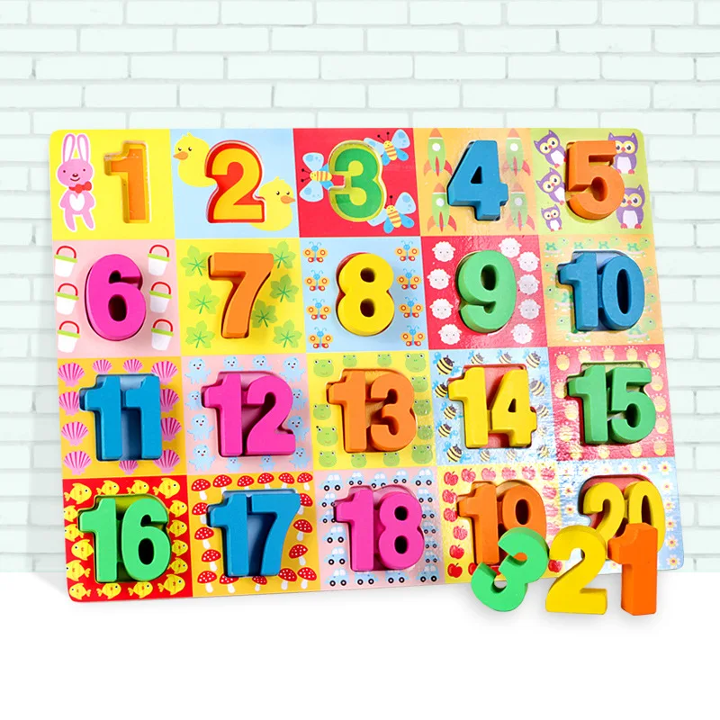 ABC Digital Wooden Jigsaw Puzzle Early Learning Alphabet Number Puzzles Preschool Educational Baby Toys for Children