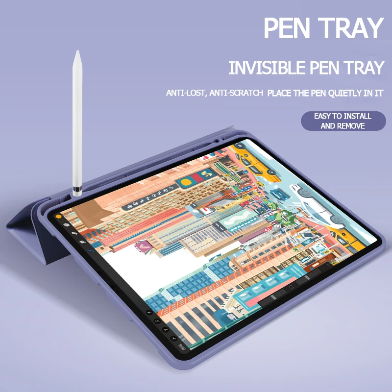 
2020 Pencil Holder Shockproof Funda Case Tablet Silicone Case for iPad Pro 11 12.9 10.5 9.7 Air 4 10.9 8th iPad 5 