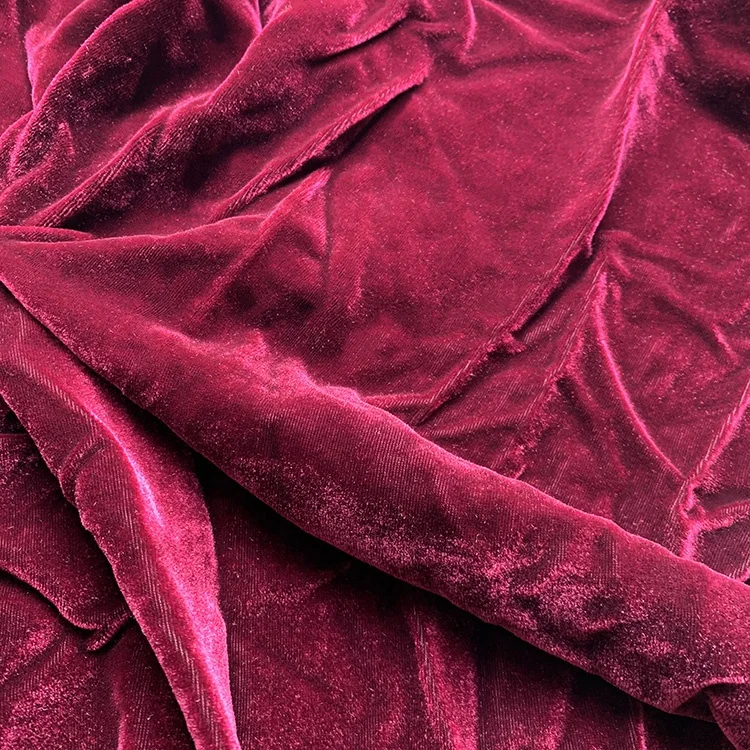 Wholesale solid color Dyed Soft  Rayon Silk Blend Velvet Clothing Upholstery Fabric