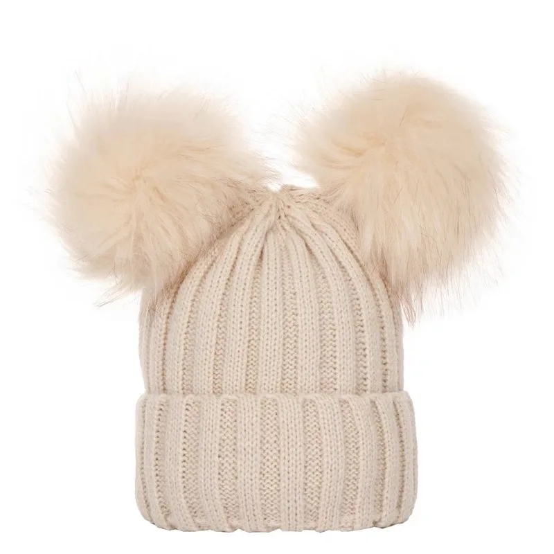 Wholesale Winter Beanie Hat Kids Cute Pompom Ear Ski Hat And Caps For Children