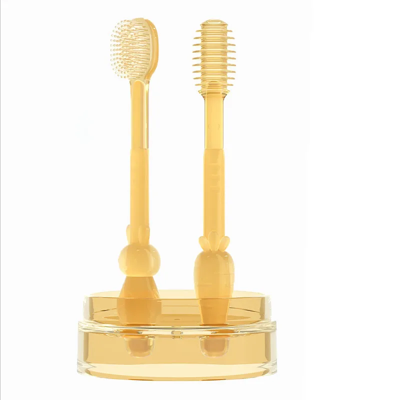 Newborn baby toothbrush baby silicone baby teeth brush 0-1 and a half years old infants oral tongue coating cleaning teeth