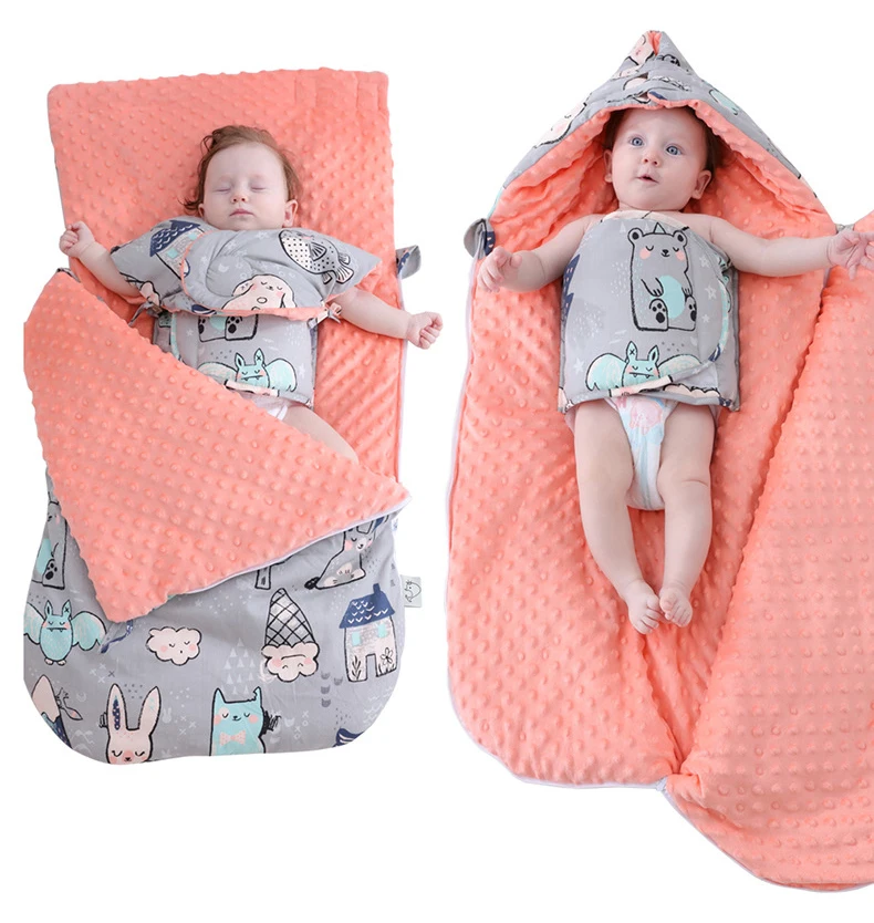 
Cotton anti-startle autumn and winter thickened dual-use newborn baby quilt sleeping bag 