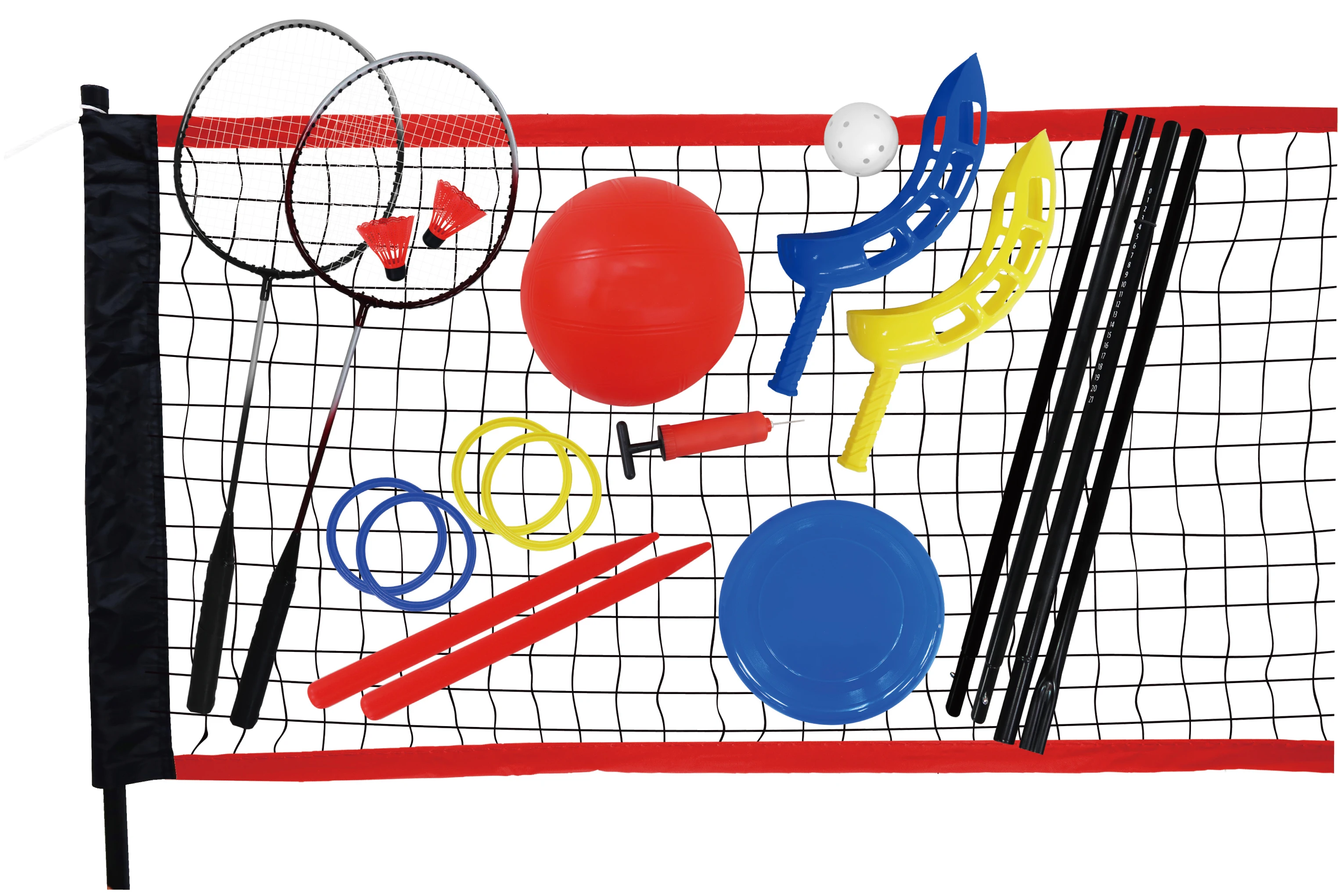 HJ Yard game Five-in-one game combination Badminton set volleyball net for pool