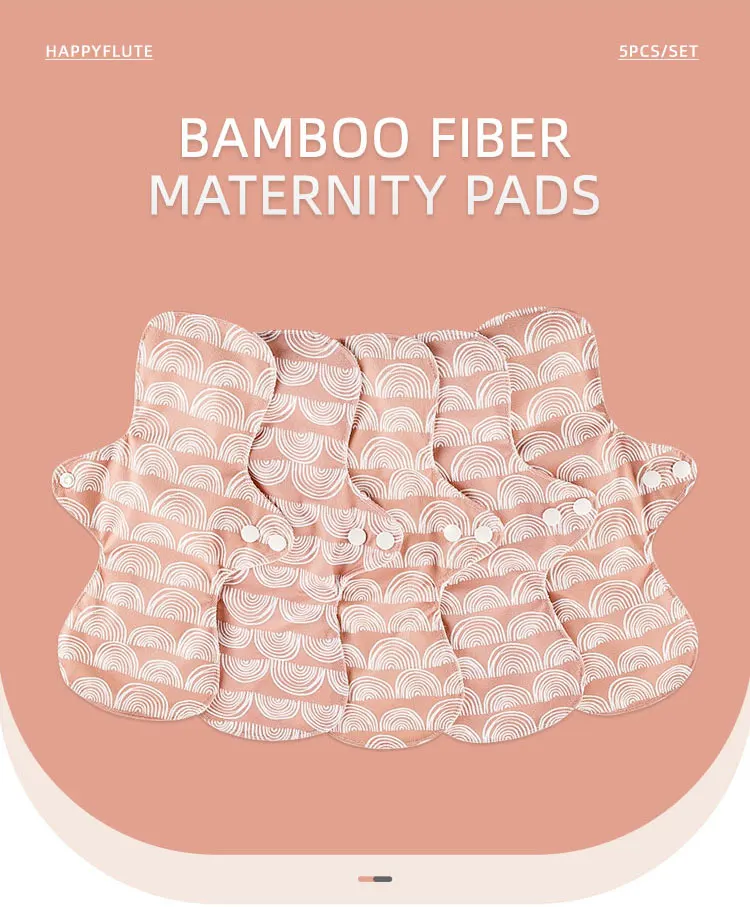 Moramona Washable Reusable sanitary Napkins Multicolor Bamboo Fiber Cloth Sanitary Pads For Women