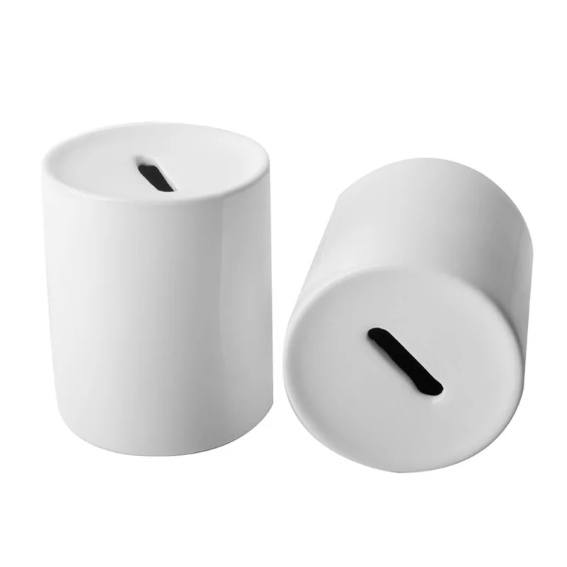 Sublimation Piggy Bank White Ceramic Piggy Bank Money Saver Coke Cans