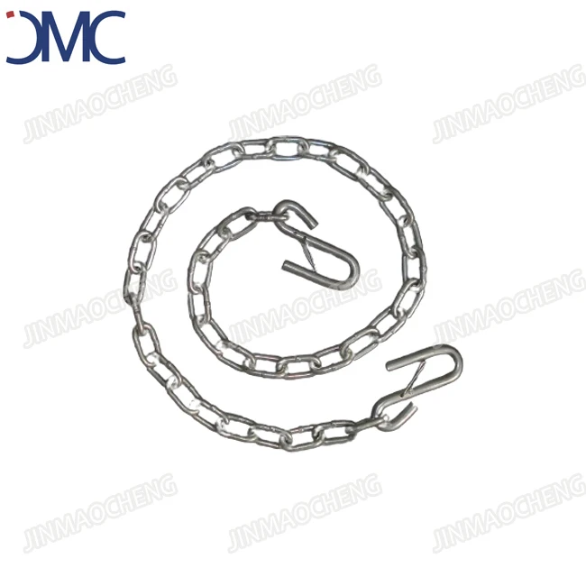 Factory Supply US Standard Transport Chain Galvanized Safety Trailer Chain With S Hooks Each End