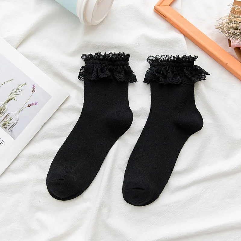 Woman Lace Short Summer Socks Japanese Maiden Lovely Sweet Ruffle Cotton Lolita Style Princess Socks High Quality