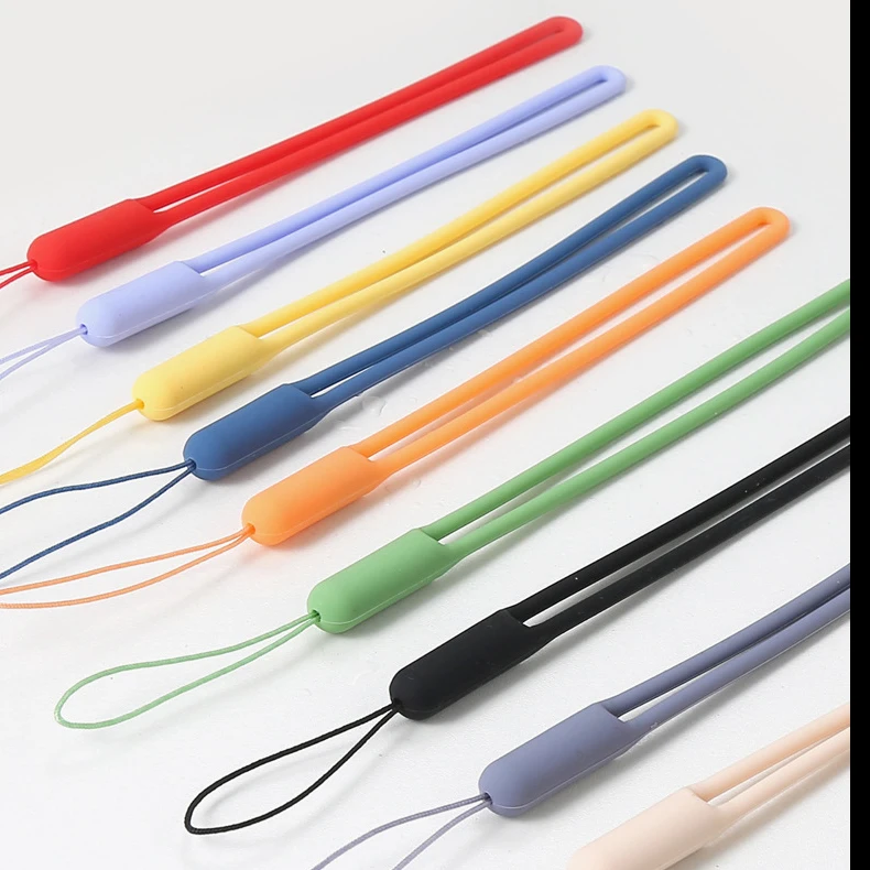 
Mobile Phone Solid Colour Soft Rubber Silicone Wrist Strap Lanyard 