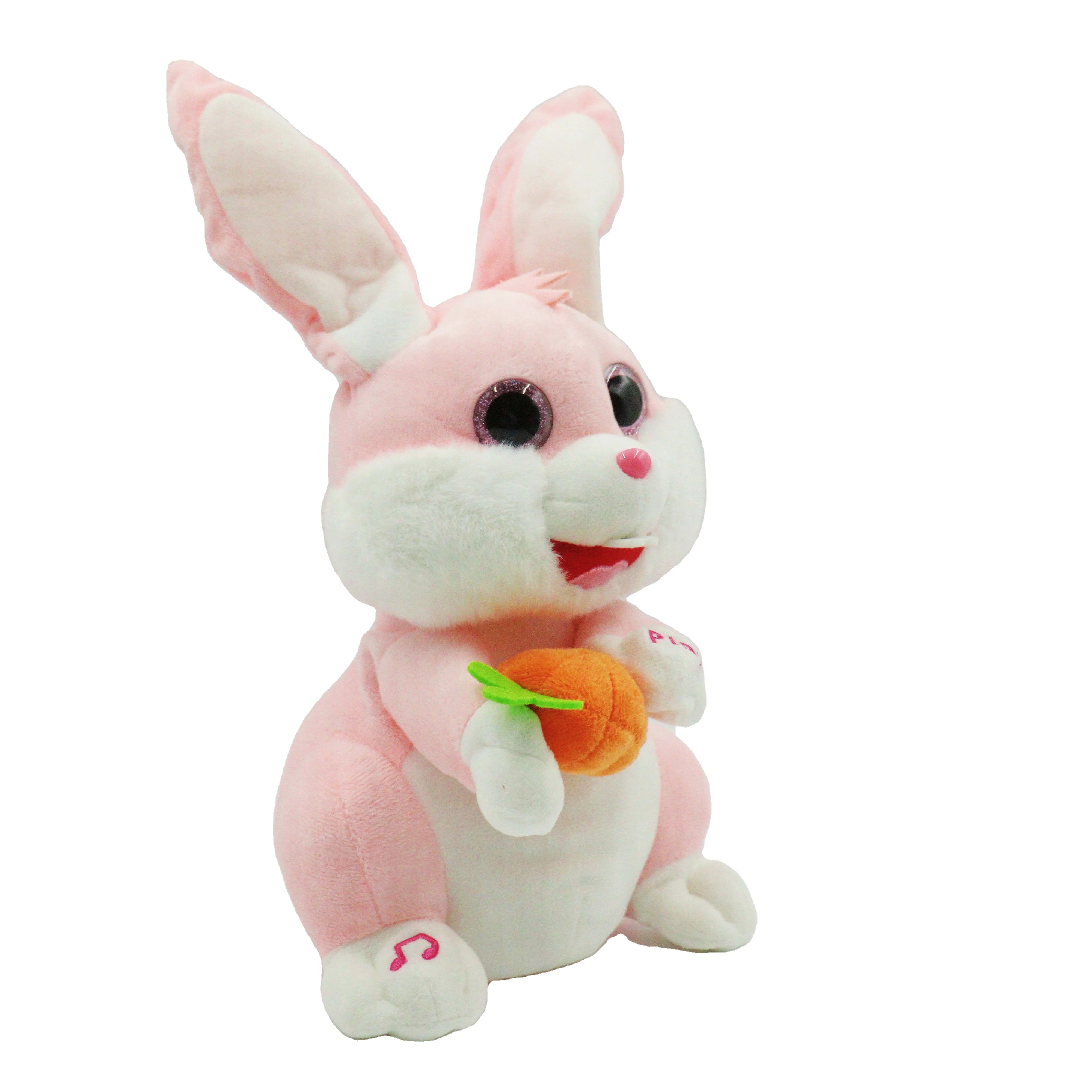 Factory Hot Sale	Kawaii simulation peekaboo automatic Radish Rabbit talking toys stuff toys Electronic plush toys speaker