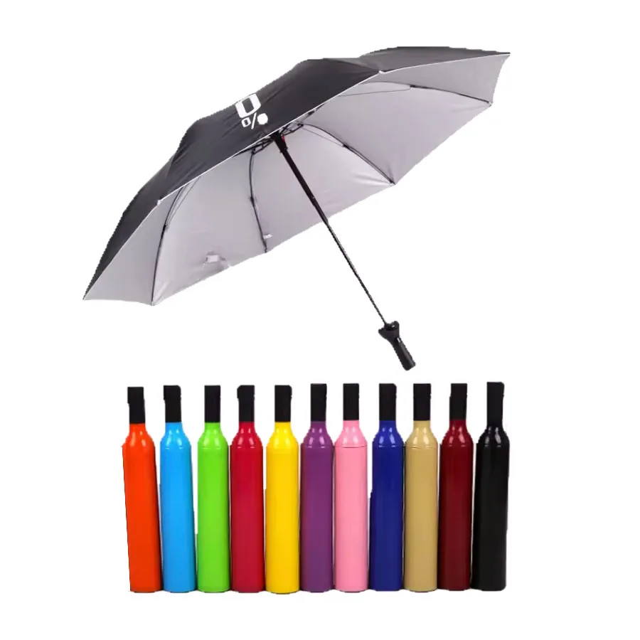 Nuoxin 2024 New Models Wholesale Wine Bottle Shaped Umbrella Cheap Foldable Travel Gift Umbrella