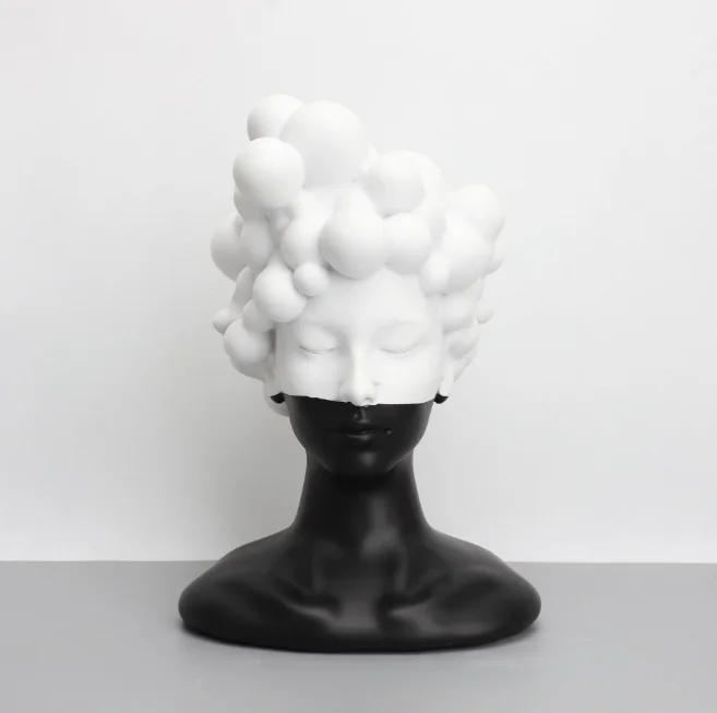 wholesale Sculptures Home Living Room decoration Decor Simple Abstract Black and White Tone Lady bust Figure Sculpture statue