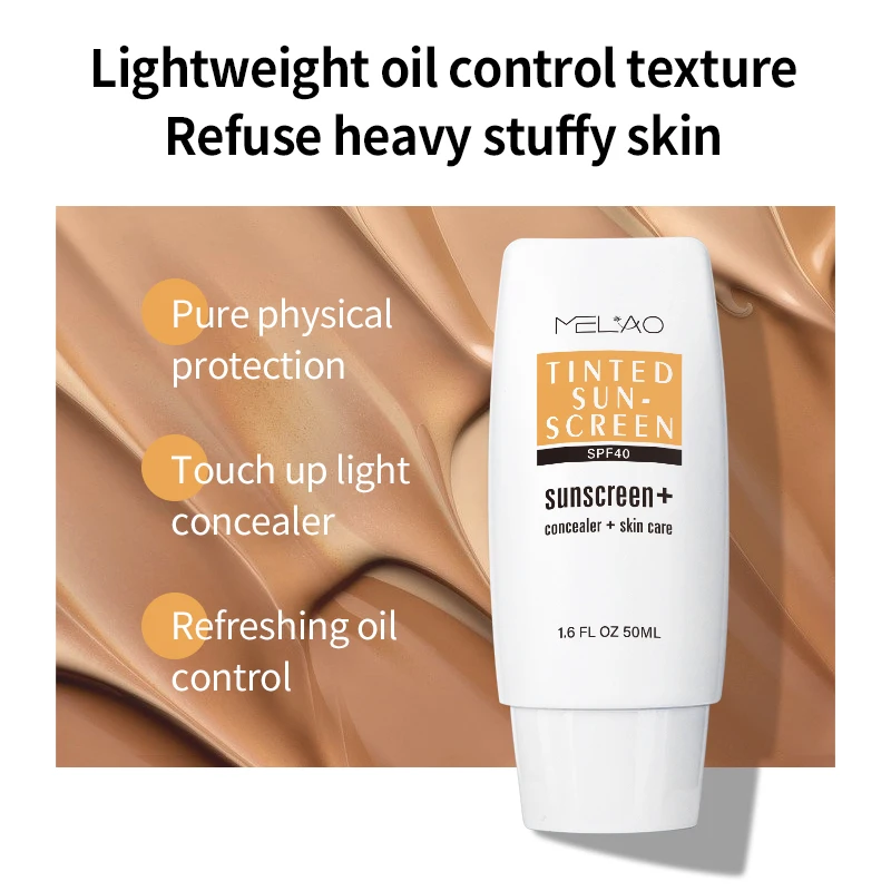Acne Prone Skin Tinted Sunscreen Zinc Oxide Spf 46 Oil Free Sunscreen Against UVA UVB Sensitive Skin Face Sunscreen Foundation