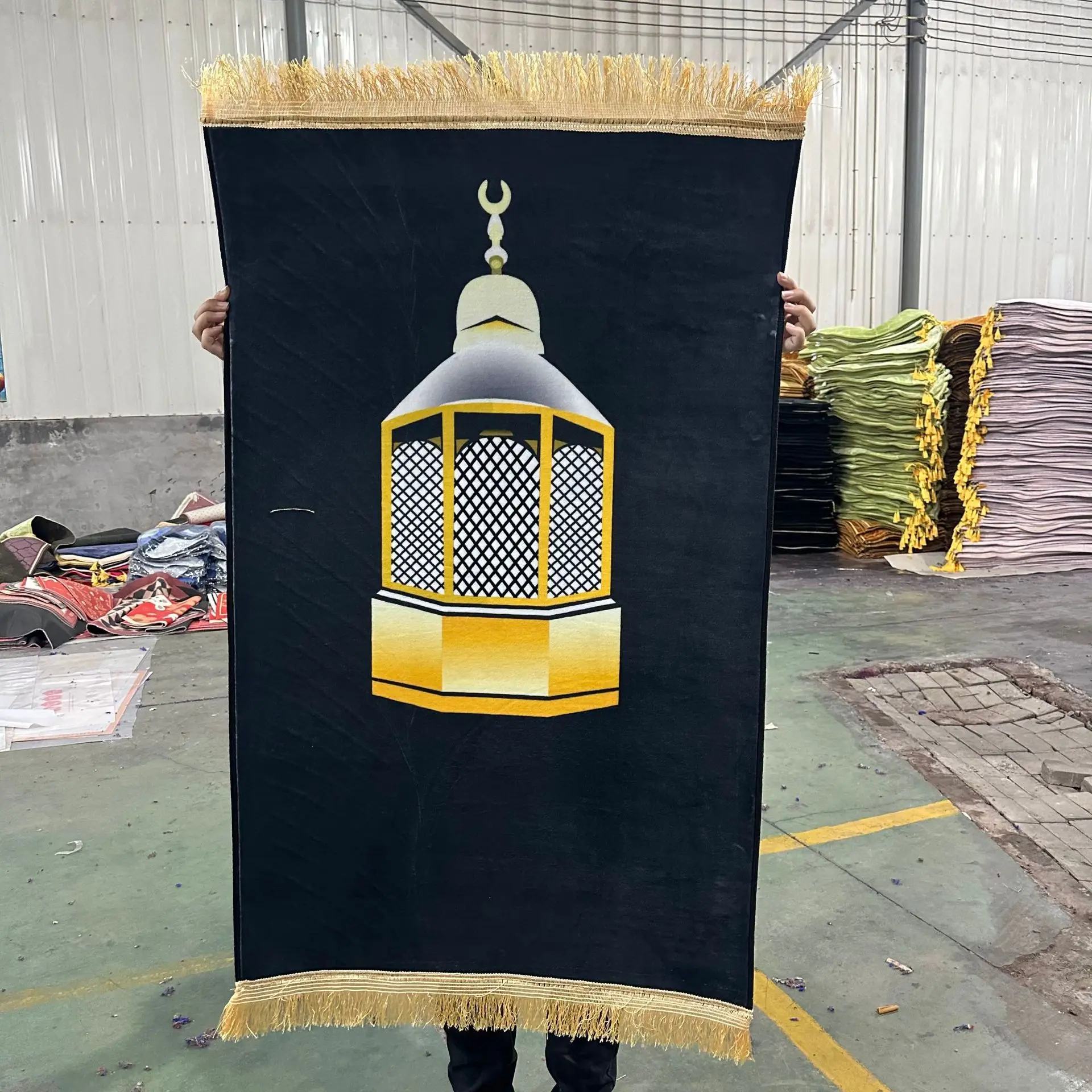 Хрустальный бархатный мусульманский Молитвенный Ковер Tapis De Priere печатные молитвенные ковры с бахромой Рамадан подарок
