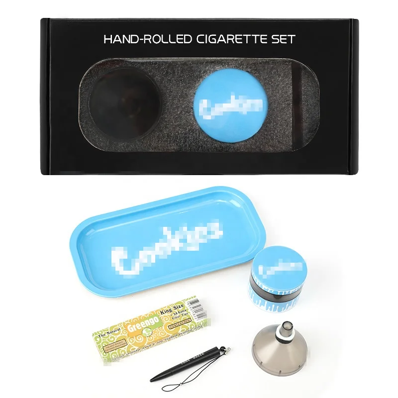New Style Custom Printed 5 Pieces Herb Grinder Tin Metal Rolling Tray Smoking Kits Set With Smoking Accessories Wholesale