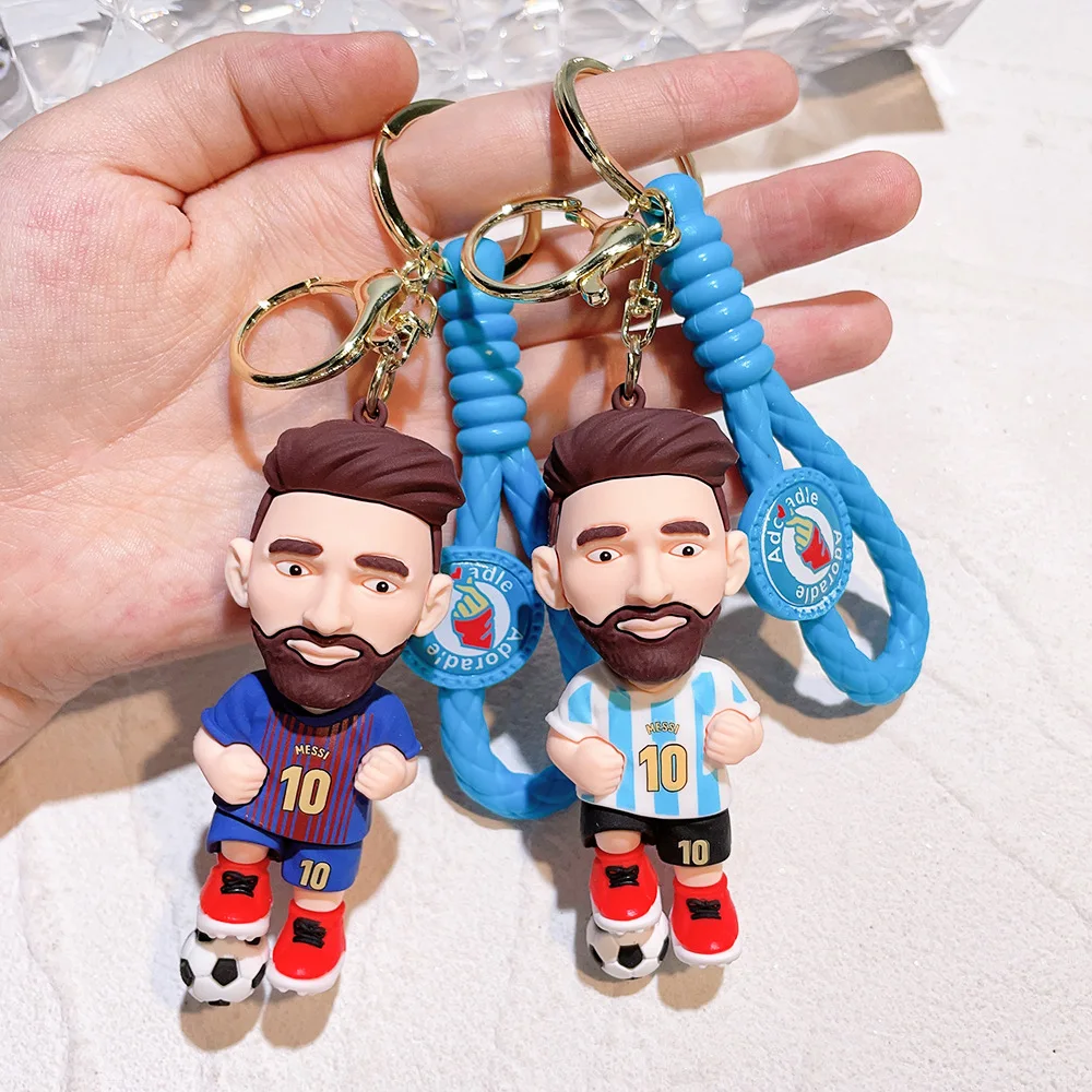 Latest Style design cartoon character inter miami cf messi jersey rubber keychains with wristlet