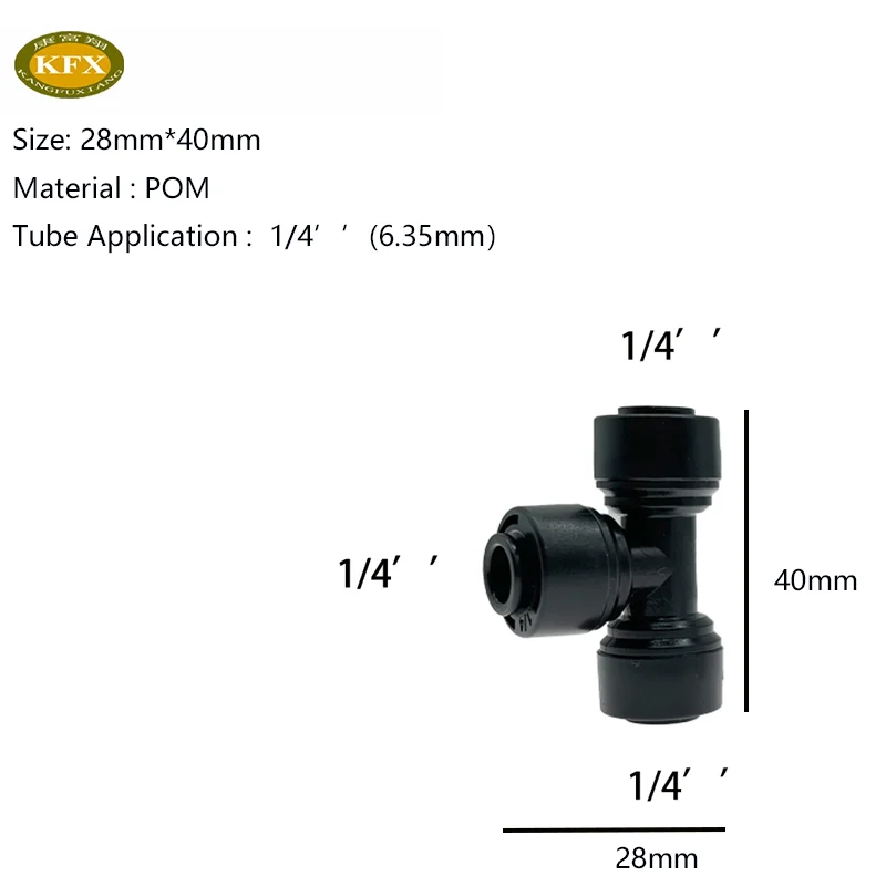  1/4' Quick Pushing Connection Reverse Osmosis RO Water System Fitting T Shape Elbow Connector