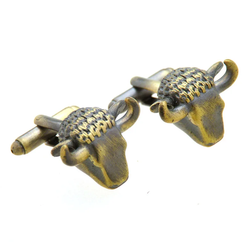 Wholesale Bull Head Vintage Bronze Novelty Cufflinks Custom Mens Suit Shirt Formal Tuxedo Fashion Accessory Trendy Gift Cufflink
