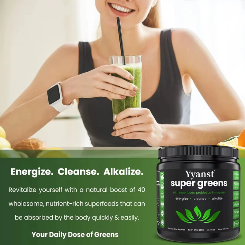 Private Label ODM Low Calories Super Greens Probiotics Enzyme Powder Fast Weight Loss Probiotics Enzyme Powder