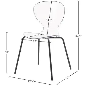 Hot Sale Contemporary Lucite Polycarbonate Stackable Dining Chair with Sturdy Metal Legs
