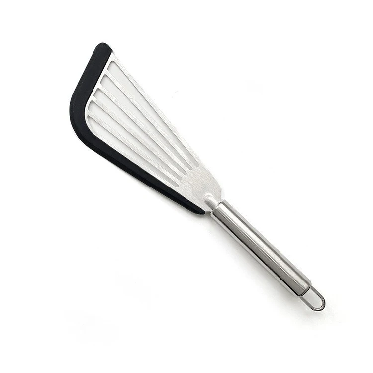 professional high quality stainless steel spatula for fish steak kitchen turner with silicone blade cover