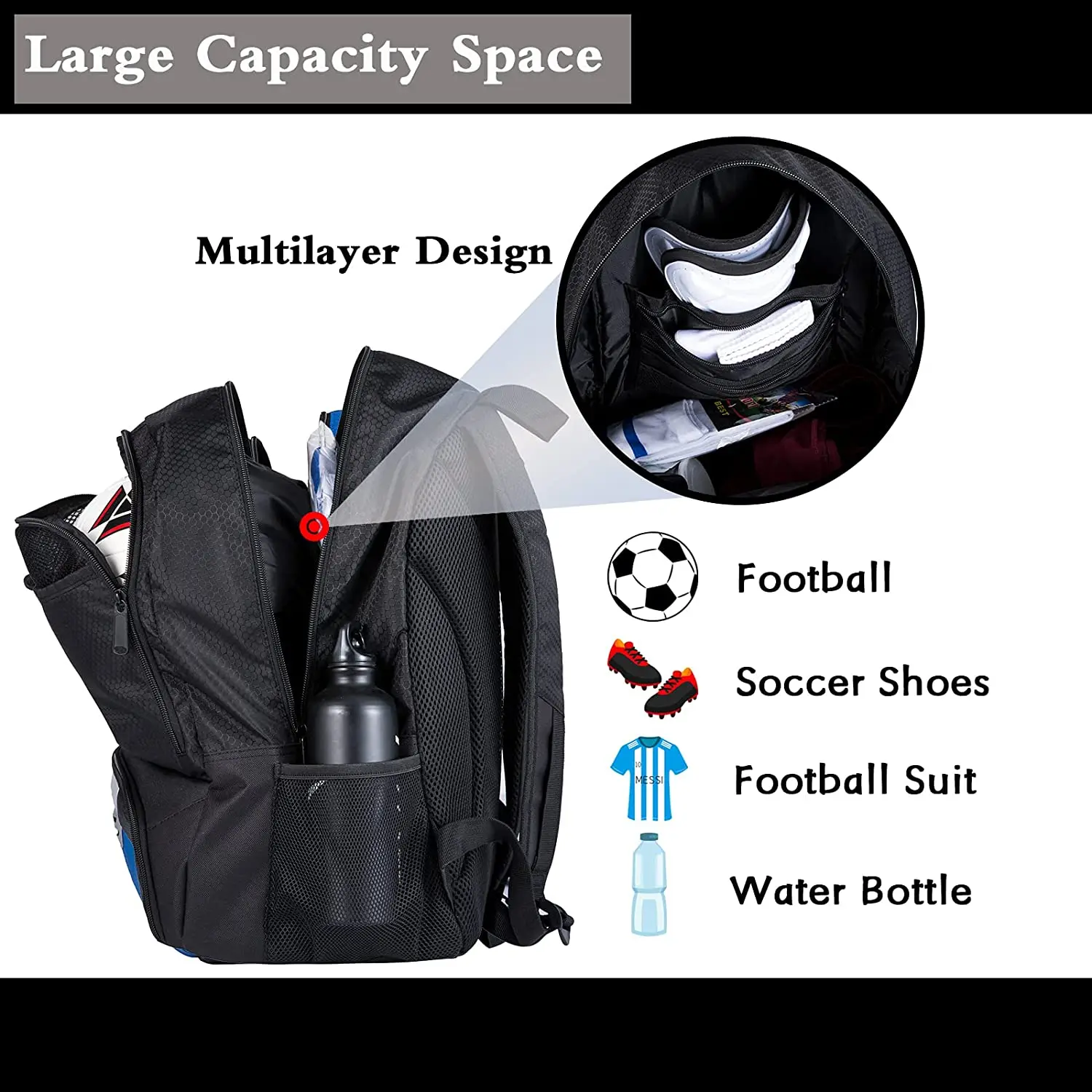 30L Waterproof Sports Backpack Bag Custom Logo Unisex Lightweight Travel Casual Sports Backpacks