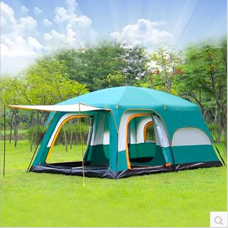New Design Outdoor Waterproof  8-12 Persons Large 2 Rooms 1 Living Room Family Camping Tents